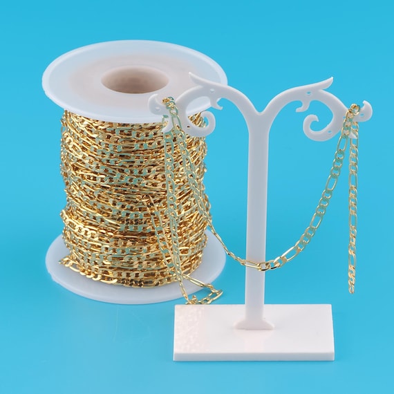 Gold Figaro Chain,Special Jewelry Chain,Semi-Finished Product Chain for DIY Jewelry Making,18K Gold