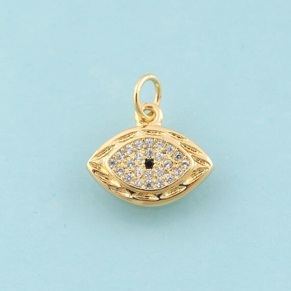 Gold CZ Evil Eye Charms,Devil Eye Jewelry,Eye Pendant for DIY Jewelry Making,18K Gold