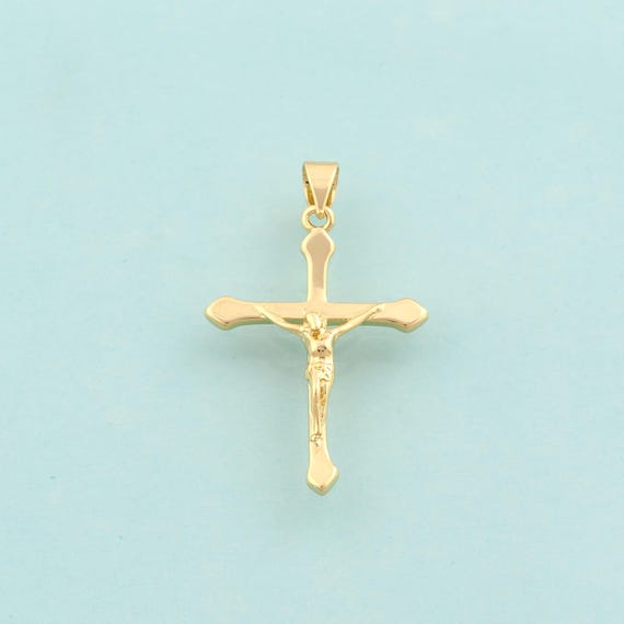 Gold Cross Charms,Victim Jewelry,Christian Pendant for DIY Jewelry Making,18K Gold