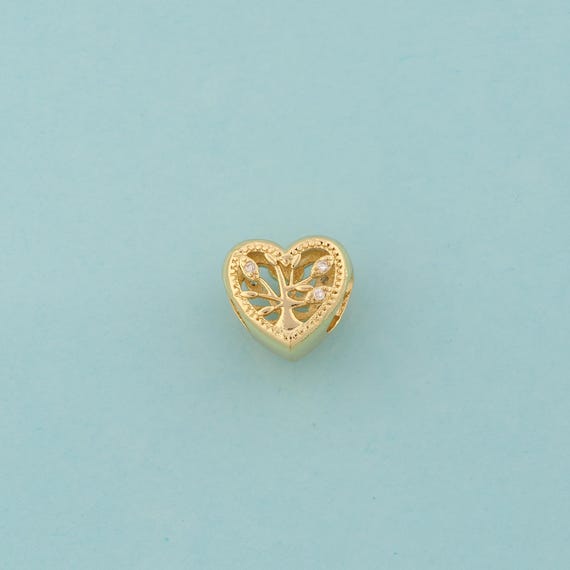 CZ Tree of Life Spacer Beads,Heart Beads,Tree of Life Beads for DIY Jewelry Making,18K Gold