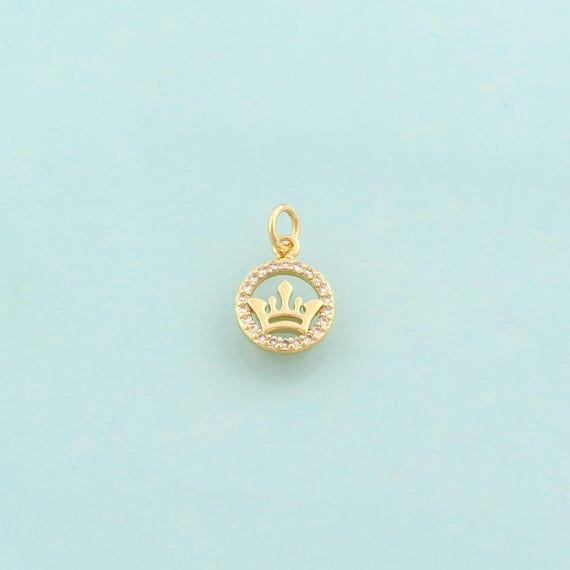 Gold CZ Crown Charms,Crown Jewelry,Crown Pendant for DIY Jewelry Making,18K Gold