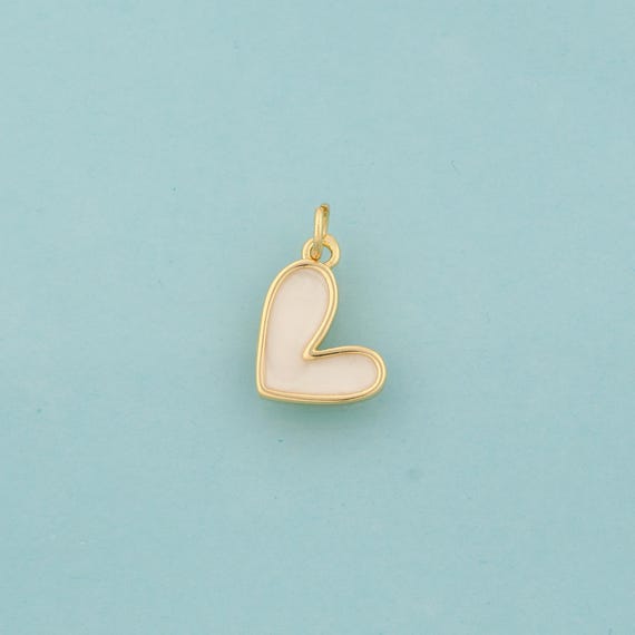 Gold Enamel Heart Charms,Heart Jewelry,Heart Pendant for DIY Jewelry Making,18K Gold