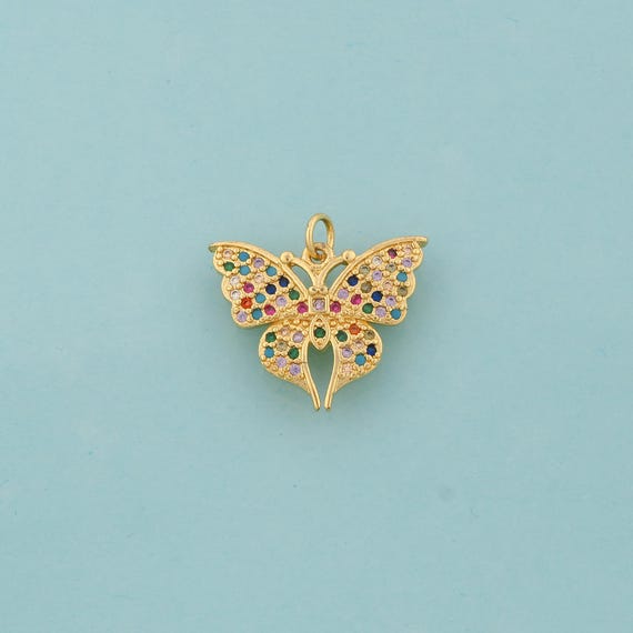 Gold CZ Butterfly Charms,Insect Jewelry,Butterfly Pendant for DIY Jewelry Making,18K Gold