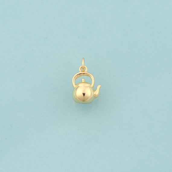 Gold Kettle Charms,Kettle Jewelry,Kettle Pendant for DIY Jewelry Making,18K Gold