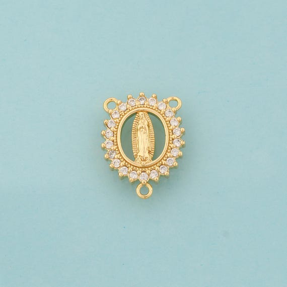 Gold CZ Virgin Mary Charms,Religious Jewelry,Catholic Pendant for DIY Jewelry Making,18K Gold
