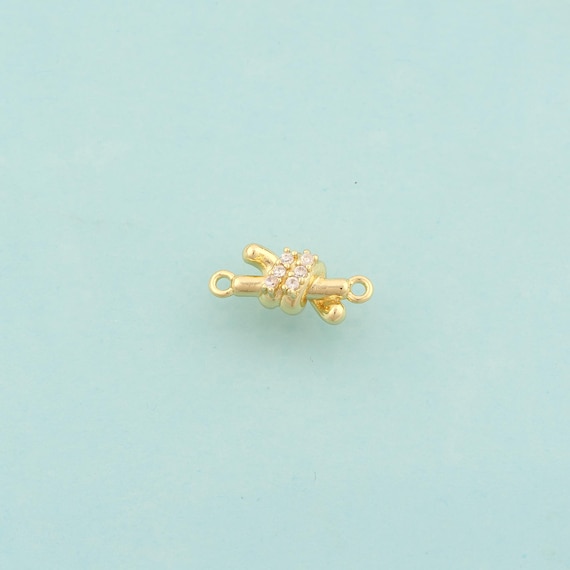 Gold CZ Twist Connector,Twist Jewelry Connector,Twist Connector for DIY Jewelry Making,18K Gold
