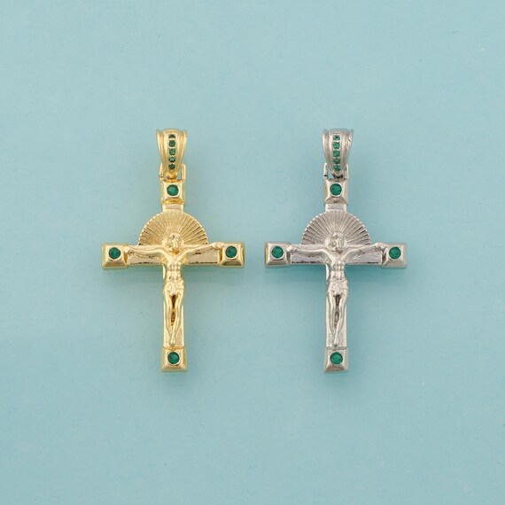 Gold CZ Cross Charms,Victim Jewelry,Christian Pendant for DIY Jewelry Making,18K Gold