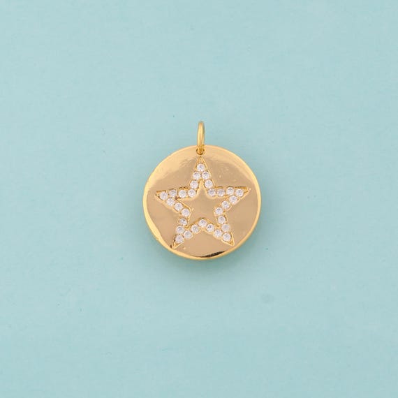 Gold CZ Star Charms,Star Jewelry,Star Pendant for DIY Jewelry Making,18K Gold