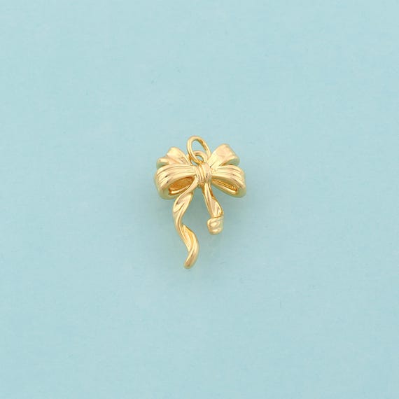 Gold Bow Charms,Tie Jewelry,Bow Pendant for DIY Jewelry Making,18K Gold