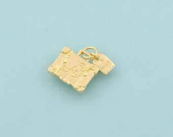 Gold Suitcase Charms,Suitcase Jewelry,Suitcase Pendant for DIY Jewelry Making,18K Gold