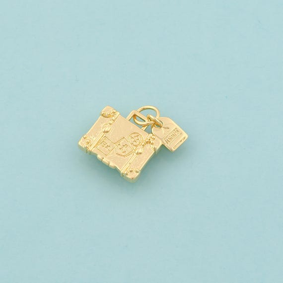 Gold Suitcase Charms,Suitcase Jewelry,Suitcase Pendant for DIY Jewelry Making,18K Gold