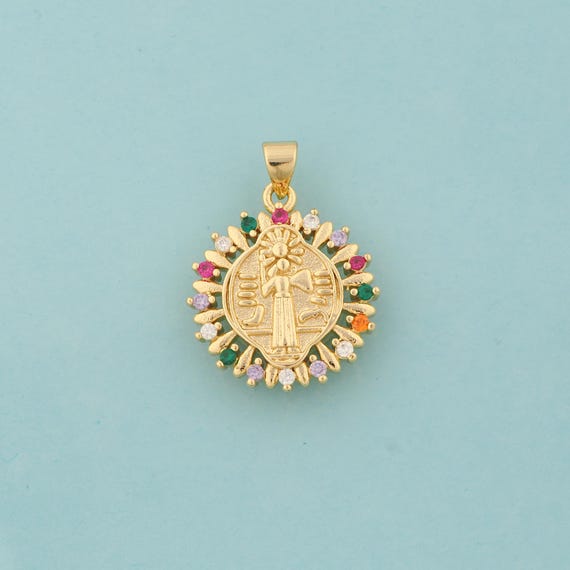 Gold CZ Jesus Charms,Religious Jewelry,Christian Pendant for DIY Jewelry Making,18K Gold