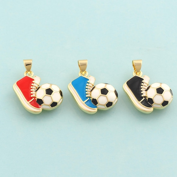 Gold Enamel Football Charms,Sneaker Jewelry,Sports Pendant for DIY Jewelry Making,18K Gold