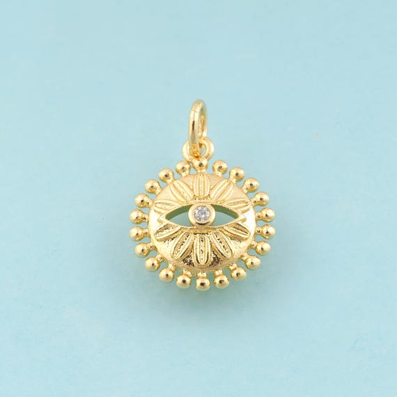 Gold CZ Evil Eye Charms,Devil Eye Jewelry,Eye Pendant for DIY Jewelry Making,18K Gold