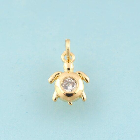 5 pcs Gold CZ Turtle Charms,Animal Jewelry,Turtle Pendant for DIY Jewelry Making,18K Gold