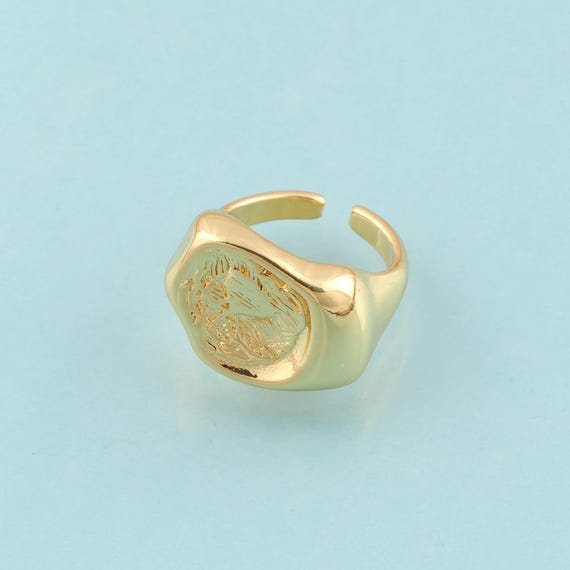 Gold Open Rings,Signet Jewelry Rings,Thick Rings Perfect Gift,18K Gold