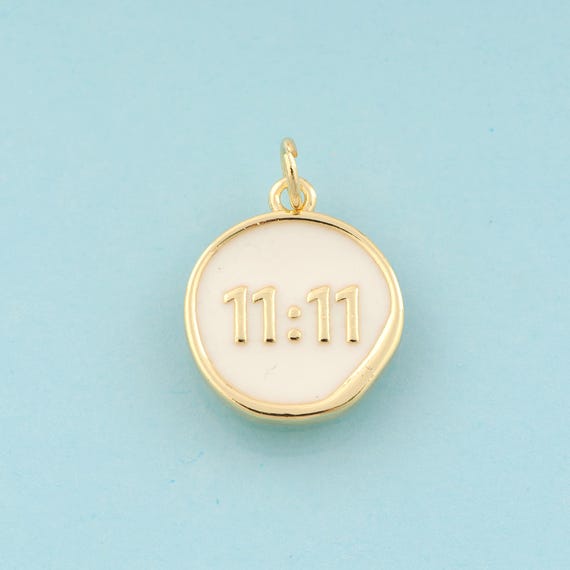 Gold Enamel Time Charms,Round Jewelry,Time Pendant for DIY Jewelry Making,18K Gold