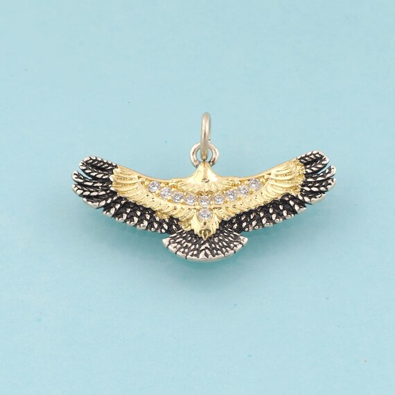 Gold CZ Eagel Charms,Animal Jewelry,Eagel Pendant for DIY Jewelry Making,18K Gold