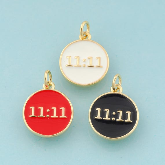 Gold Enamel Time Charms,Round Jewelry,Round Pendant for DIY Jewelry Making,18K Gold