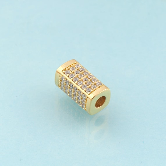 CZ Tube Spacer Beads,Tube Beads,Tube Beads for DIY Jewelry Making,18K Gold