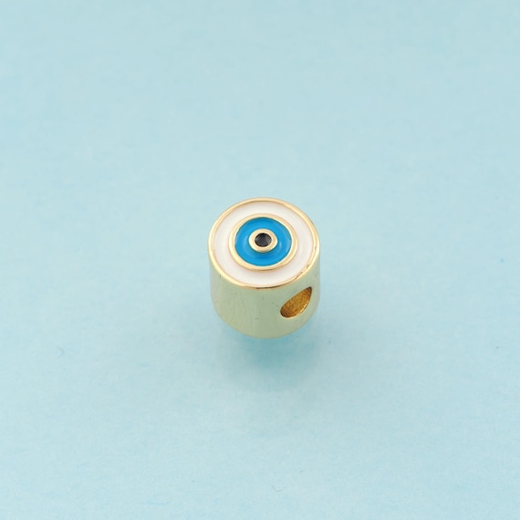 Enamel Evil Eye Spacer Beads,Devil Eye Beads,Eye Beads for DIY Jewelry Making,18K Gold