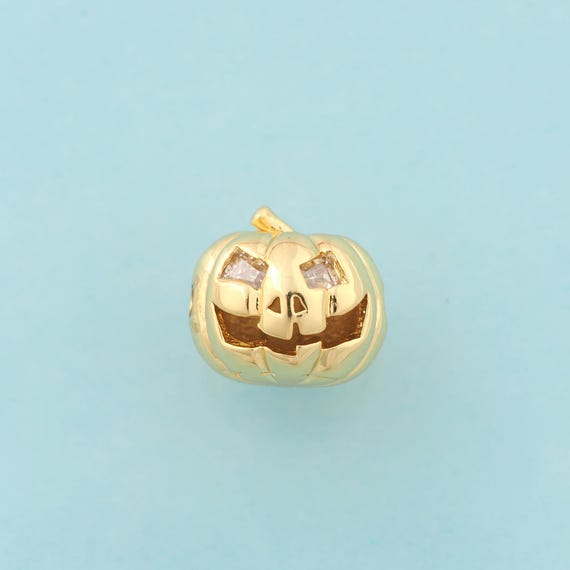 CZ Pumpkin Spacer Beads,Pumpkin Beads,Pumpkin Beads for DIY Jewelry Making,18K Gold