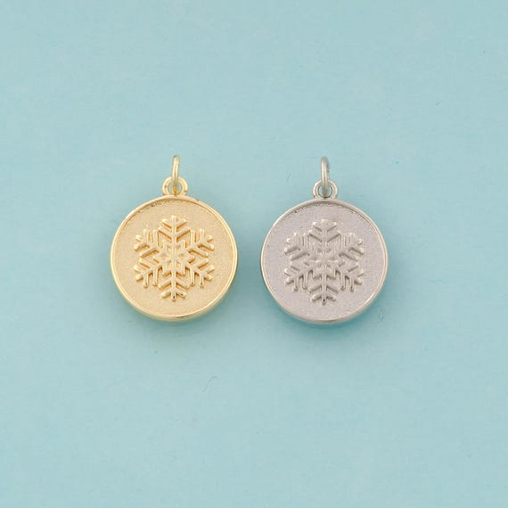 Gold Snowflake Charms,Snowflake Jewelry,Snowflake Pendant for DIY Jewelry Making,18K Gold