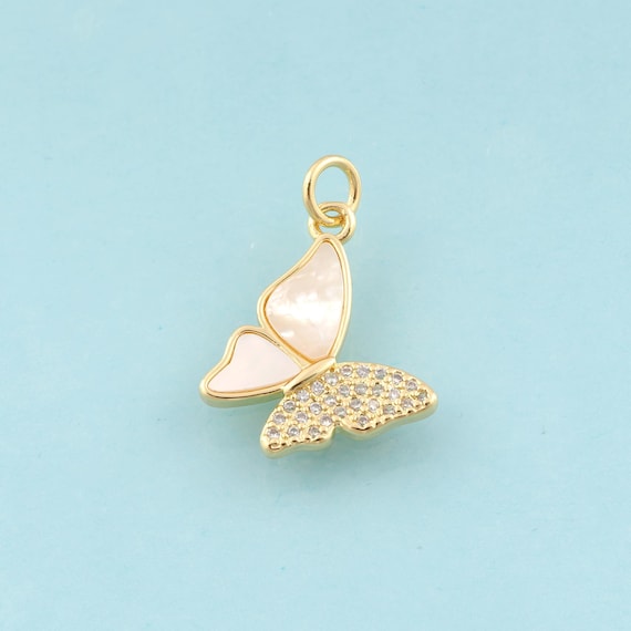 Gold CZ Butterfly Charms,Insect Jewelry,Butterfly Pendant for DIY Jewelry Making,18K Gold