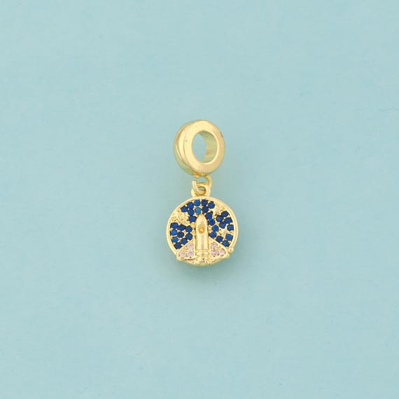 Gold CZ Rocket Charms,Rocket Jewelry,Rocket Pendant for DIY Jewelry Making,18K Gold