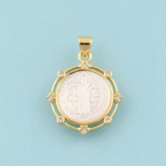 Gold CZ Jesus Charms,Religious Jewelry,Fritillary Christian Pendant for DIY Jewelry Making,18K Gold