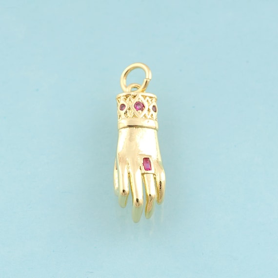 Gold CZ Hand Charms,Hand Jewelry,Hand Pendant for DIY Jewelry Making,18K Gold
