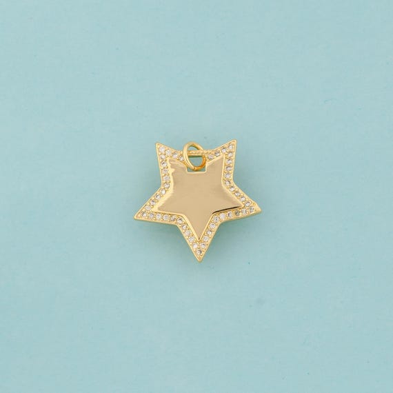 Gold CZ Star Charms,Star Jewelry,Star Pendant for DIY Jewelry Making,18K Gold