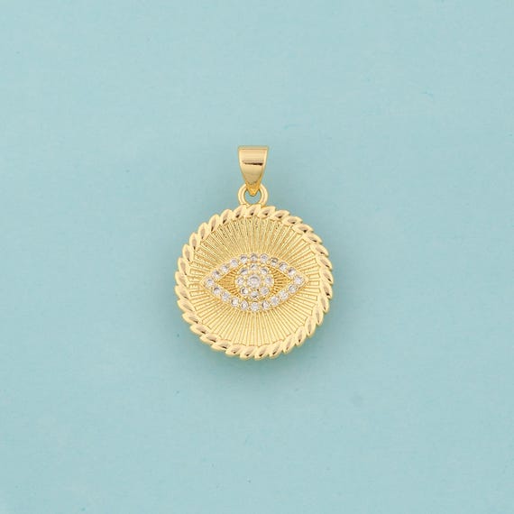 Gold CZ Evil Eye Charms,Devil Eye Jewelry,Eye Pendant for DIY Jewelry Making,18K Gold