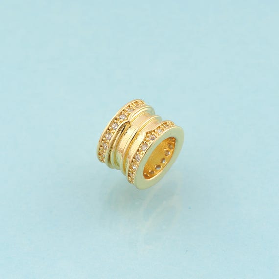 CZ Round Tube Spacer Beads,Tube Beads,Round Beads for DIY Jewelry Making,18K Gold