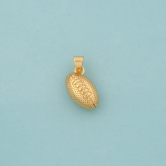 Gold Rugby Charms,Sports Jewelry,Rugby Pendant for DIY Jewelry Making,18K Gold