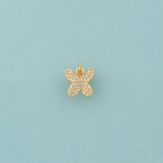 Gold CZ Butterfly Charms,Insect Jewelry,Butterfly Pendant for DIY Jewelry Making,18K Gold