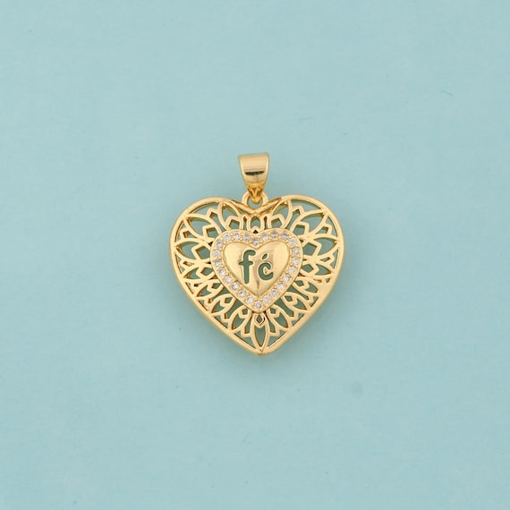 Gold CZ Heart Charms,Fe Jewelry,Heart Pendant for DIY Jewelry Making,18K Gold