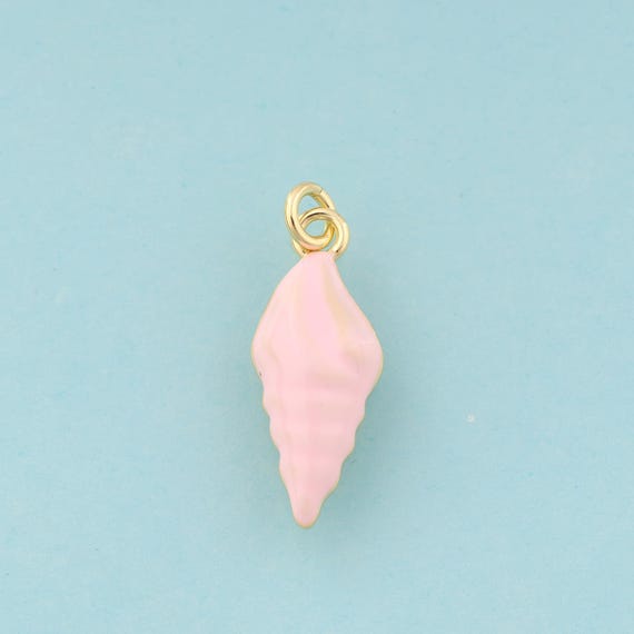 Gold Enamel Conch Charms,Conch Jewelry,Conch Pendant for DIY Jewelry Making,18K Gold