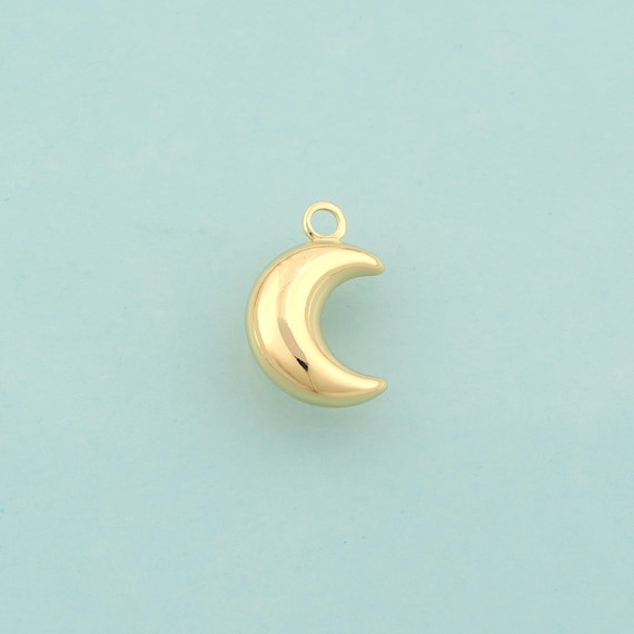 Gold Puffed Moon Charms,Celestial Jewelry,Crescent Moon Pendant for DIY Jewelry Making,18K Gold