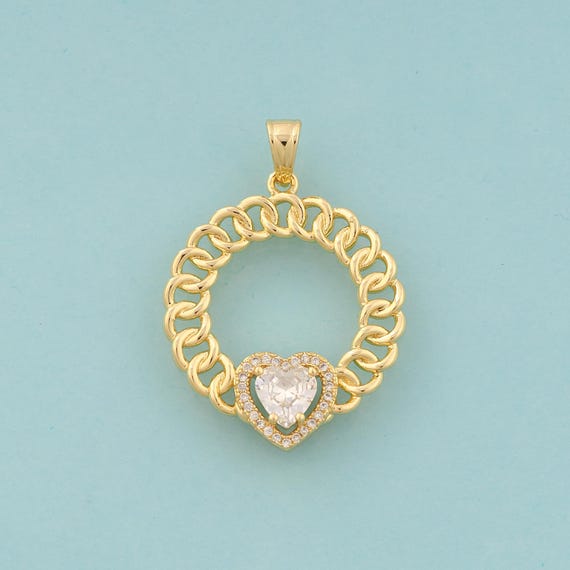 Gold CZ Heart Charms,Love Jewelry,Enamel Heart Pendant for DIY Jewelry Making,18K Gold