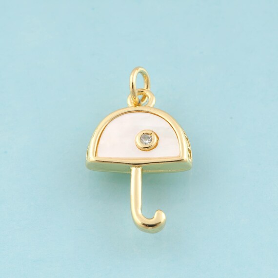 Gold Fritillary Umbrella Charms,Umbrella Jewelry,Umbrella Pendant for DIY Jewelry Making,18K Gold