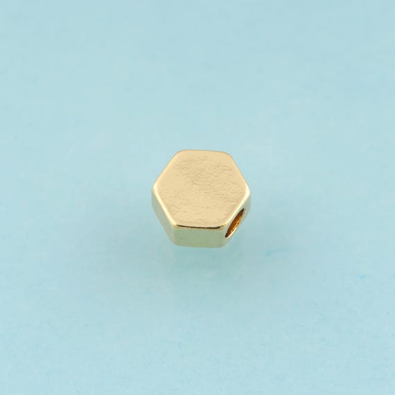 5 pcs Flat Spacer Beads,Hexagon Beads,Hexagon Flat Spacer Beads for DIY Jewelry Making,18K Gold
