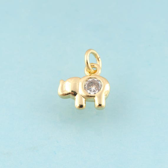 5 pcs Gold CZ Elephant Charms,Animal Jewelry,Elephant Pendant for DIY Jewelry Making,18K Gold