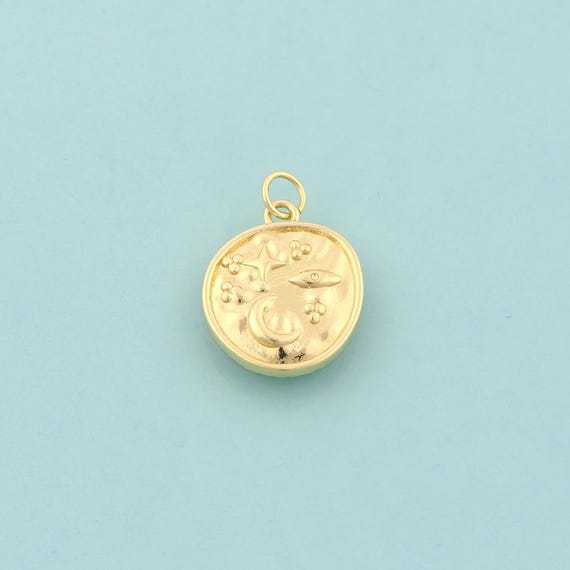 Gold Moon Charms,Star Jewelry,Evil Eye Pendant for DIY Jewelry Making,18K Gold