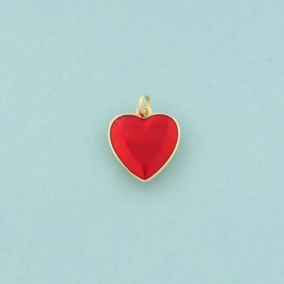 Gold Heart Charms,Love Jewelry,Enamel Heart Pendant for DIY Jewelry Making,18K Gold