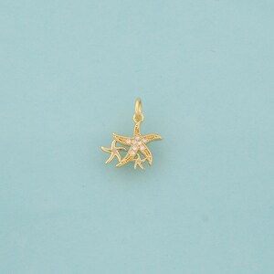 Gold Starfish Charms,Starfish Jewelry,CZ Starfish Pendant for DIY Jewelry Making,18K Gold