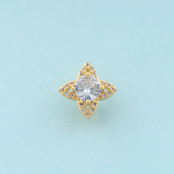 Gold CZ Cross Star Charms,Star Jewelry,Cross Star Pendant for DIY Jewelry Making,18K Gold