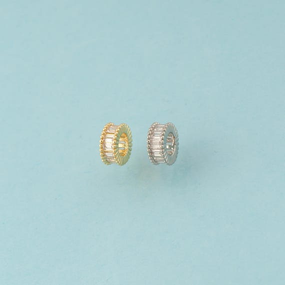 CZ Round Flat Spacer Beads,Round Beads,Flat Beads for DIY Jewelry Making,18K Gold & Rhodium