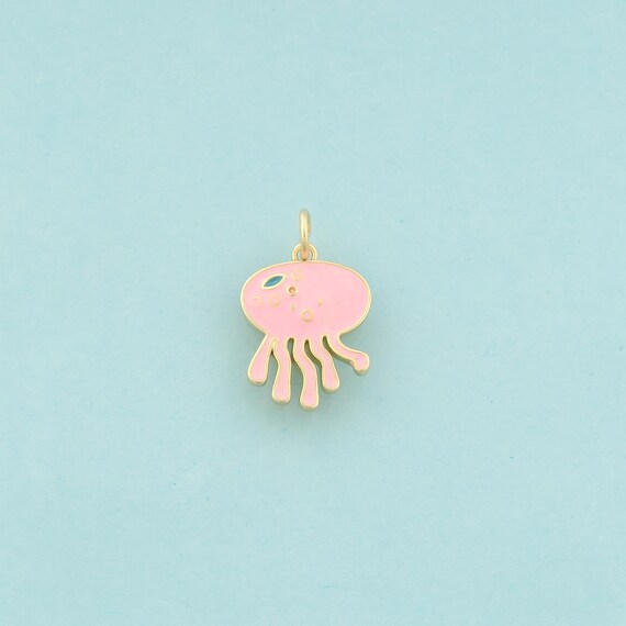 Gold Jellyfish Charms,Marine Life Jewelry,Enamel Jellyfish Pendant for DIY Jewelry Making,18K Gold