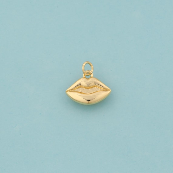 Gold Lips Charms,Lips Jewelry,Lips Pendant for DIY Jewelry Making,18K Gold